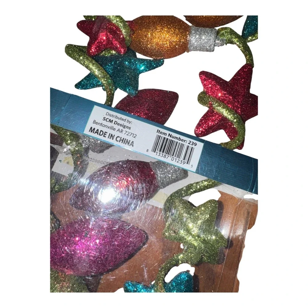 Christmas Glitter Garland 6ft and Shatter Resistant Ornament Set Jewel Tones NEW